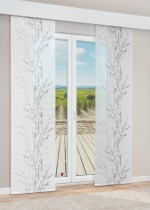 Vorschau Lysel - Flächenvorhang Frühlingszweige #1W in Grün-Weiss grau-beige