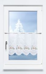 Scheibengardine aus Plauener Spitze - Weihnachtshaus