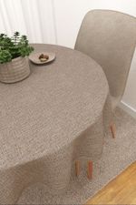 Vorschau Tischdecke rund von Lysel - Bacalar #3J in jeansblau hellbraun