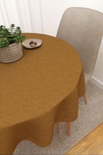 Vorschau Tischdecke rund von Lysel - Benitez  #3J in graubraun ocker