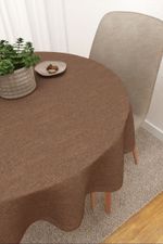 Vorschau Tischdecke rund von Lysel - Benitez  #3J in graubraun rotgrau