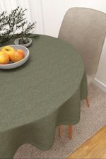 Vorschau Tischdecke rund von Lysel - Benitez  #3J in graubraun schilfgrün