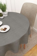 Vorschau Tischdecke rund von Lysel - Chaparro #3J in ozeanblau steingrau