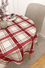 Vorschau Tischdecke rund von Lysel - Chinton #3J in beige rot