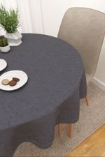 Vorschau Tischdecke rund von Lysel - Matehuala #3J in taubenblau azurblau