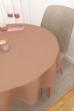 Vorschau Tischdecke rund von Lysel - Matehuala #3J in taubenblau blassrot