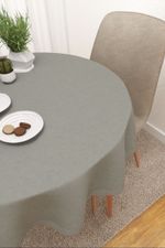Vorschau Tischdecke rund von Lysel - Matehuala #3J in taubenblau silbergrau