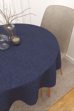 Vorschau Tischdecke rund von Lysel - Matehuala #3J in rehbraun azurblau