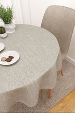 Vorschau Tischdecke rund von Lysel - Matehuala #3J in rehbraun hellgrau