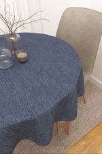 Vorschau Tischdecke rund von Lysel - Matehuala #3J in rehbraun jeansblau