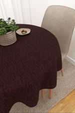 Vorschau Tischdecke rund von Lysel - Matehuala #3J in rehbraun mahagonibraun