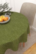 Vorschau Tischdecke rund von Lysel - Matehuala #3J in rehbraun olivgrün