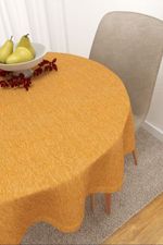 Vorschau Tischdecke rund von Lysel - Matehuala #3J in rehbraun sonnengelb
