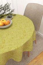 Vorschau Tischdecke rund von Lysel - Ruusu #3J in beige apfelgrün