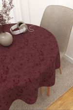 Vorschau Tischdecke rund von Lysel - Ruusu #3J in beige bordeauxrot