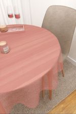 Vorschau Tischdecke rund von Lysel - Sangola #3J in reinweiss altrosa