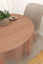 Vorschau Tischdecke rund von Lysel - Sangola #3J in reinweiss blassbraun