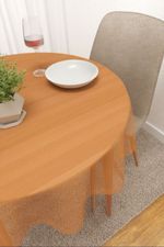 Vorschau Tischdecke rund von Lysel - Sangola #3J in reinweiss rotorange