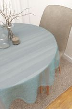 Vorschau Tischdecke rund von Lysel - Sangola #3J in reinweiss wasserblau