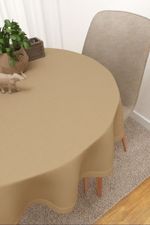 Vorschau Tischdecke rund von Lysel - Daniel #3J in apricot graubraun