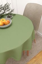 Vorschau Tischdecke rund von Lysel - Daniel #3J in apricot olivgrün