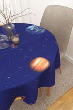 Tischdecke rund in Blau