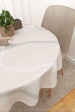 Vorschau Tischdecke rund von Lysel - Sokak #3J in reinweiss steingrau