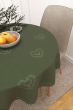 Vorschau Tischdecke rund von Lysel - Carlota #3J in beige jagdgrün