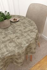 Vorschau Tischdecke rund von Lysel - Yucatan #3J in weiss braun