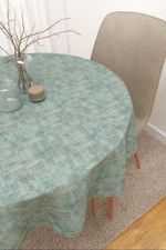 Vorschau Tischdecke rund von Lysel - Yucatan #3J in weiss hellblau