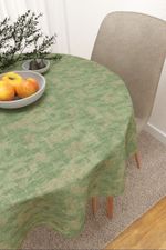 Vorschau Tischdecke rund von Lysel - Yucatan #3J in weiss schilfgrün