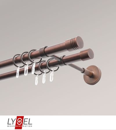 Lysel - SET Opal 160cm Doppelträger geschlossen 2-Lauf mit Endstücke Zylinder in Bronze